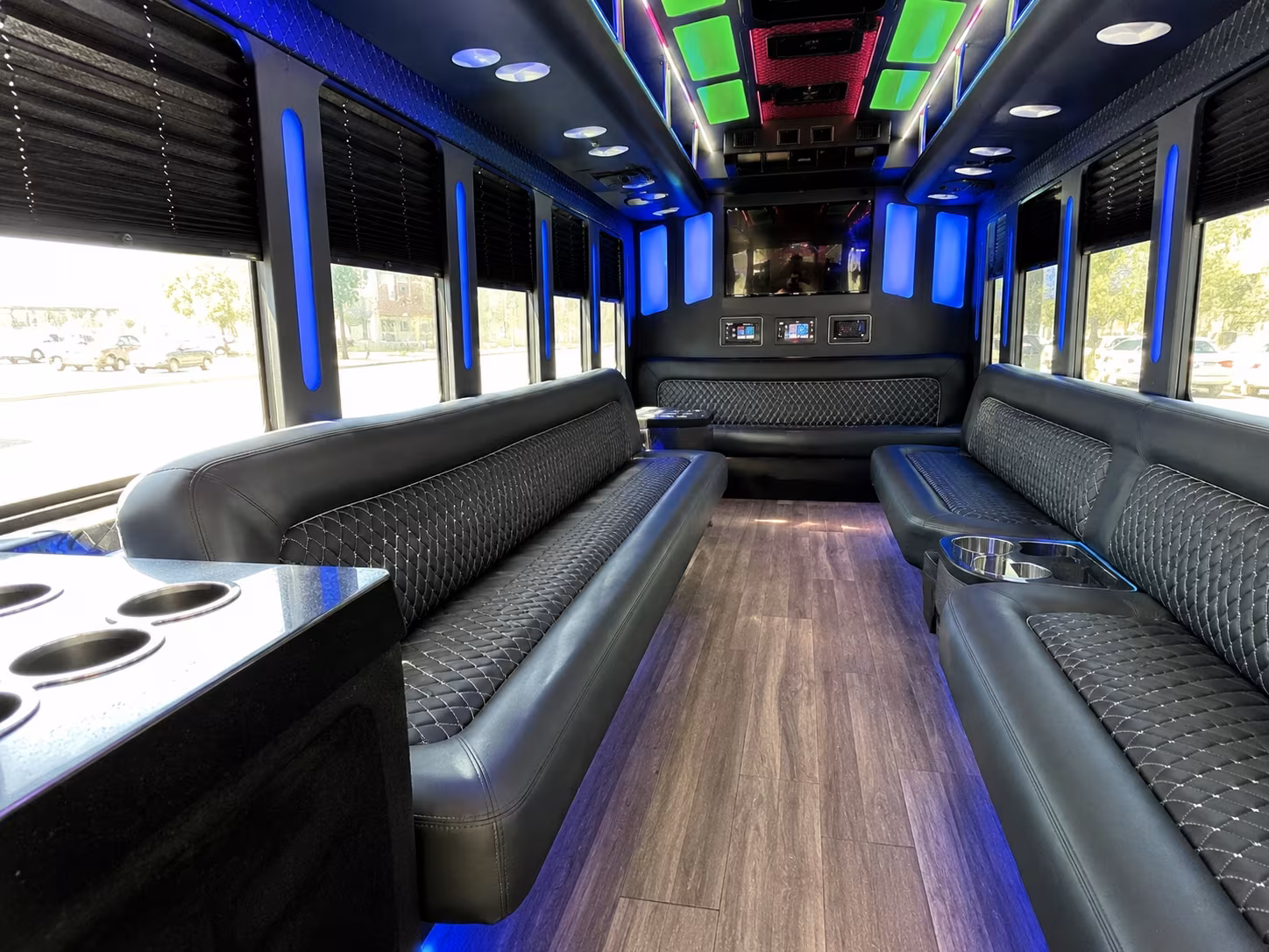 lewisville 15 passenger party bus inside