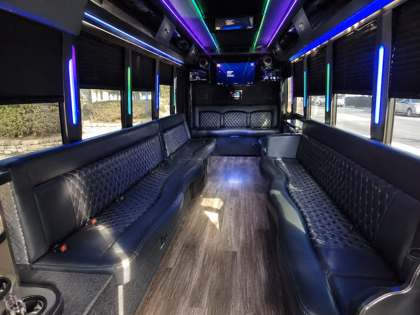 lewisville 15 passenger party bus interior