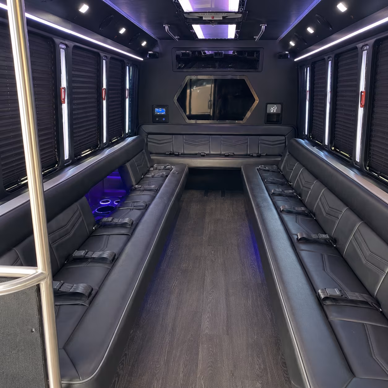 lewisville 18 passenger party bus interior