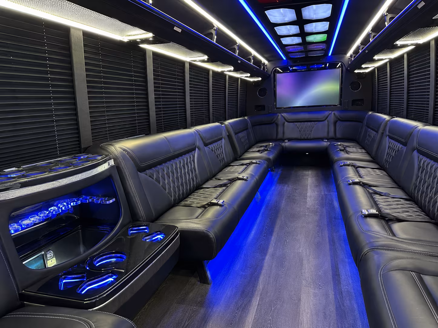 lewisville 20 passenger party bus inside