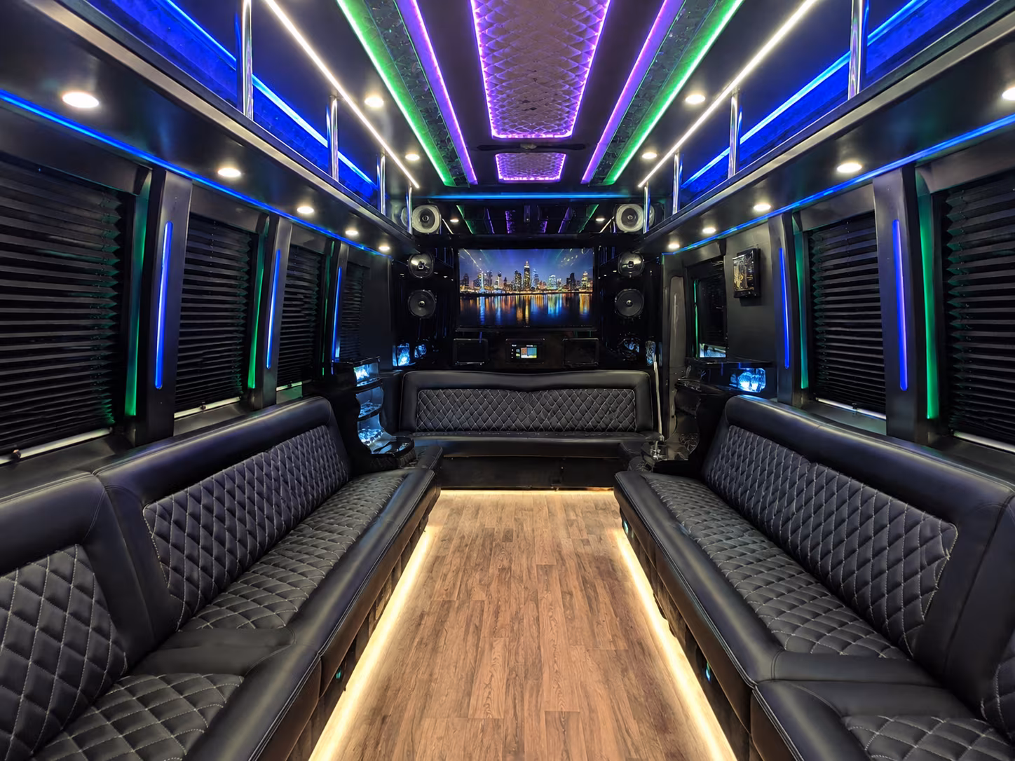 lewisville 25 passenger party bus interior