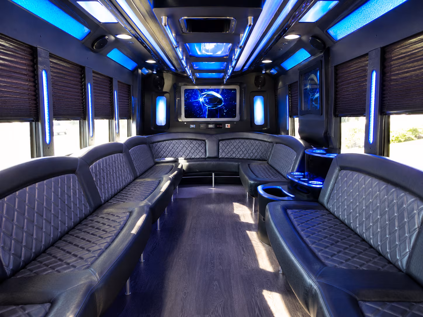 lewisville 28 passenger party bus inside