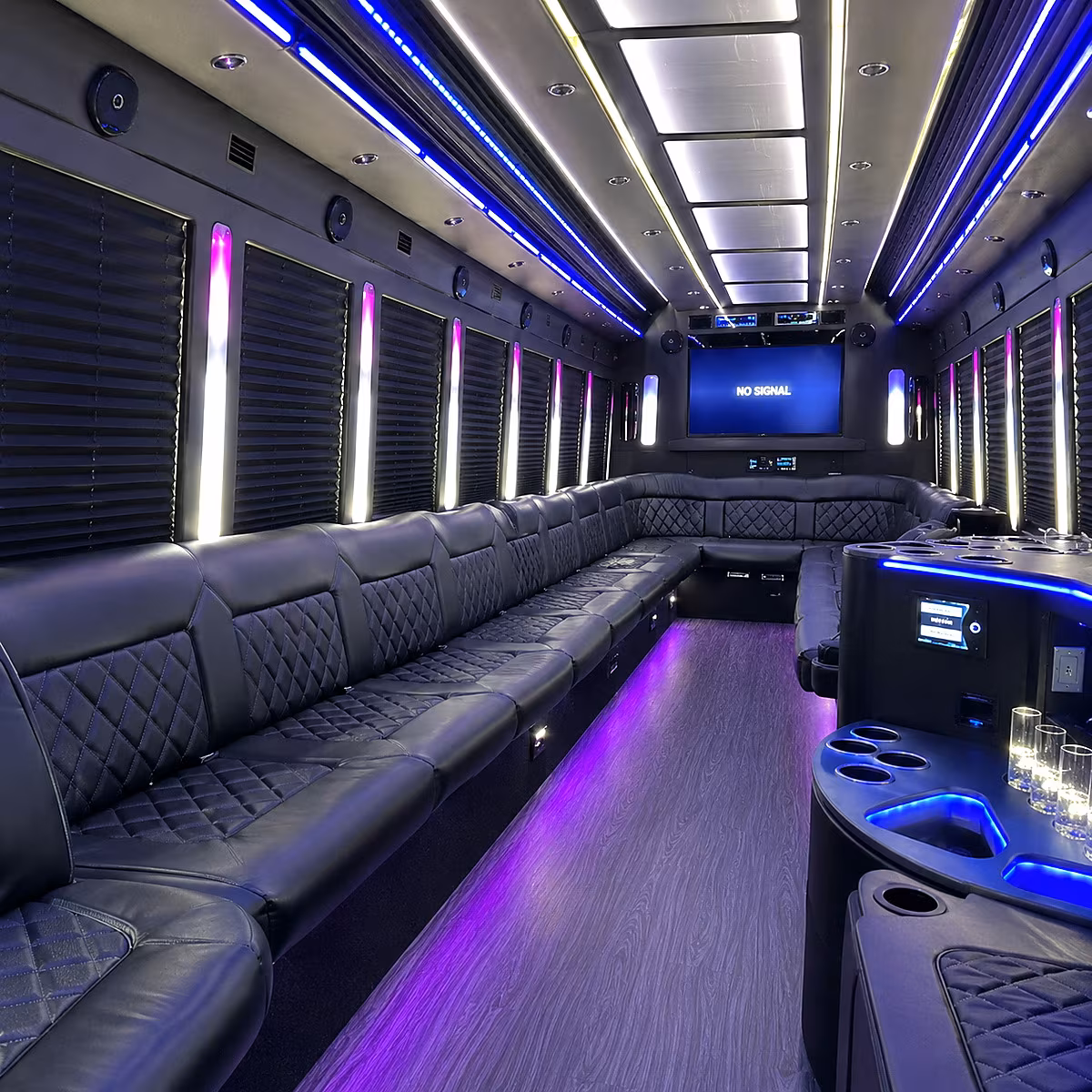 lewisville 30 passenger party bus inside