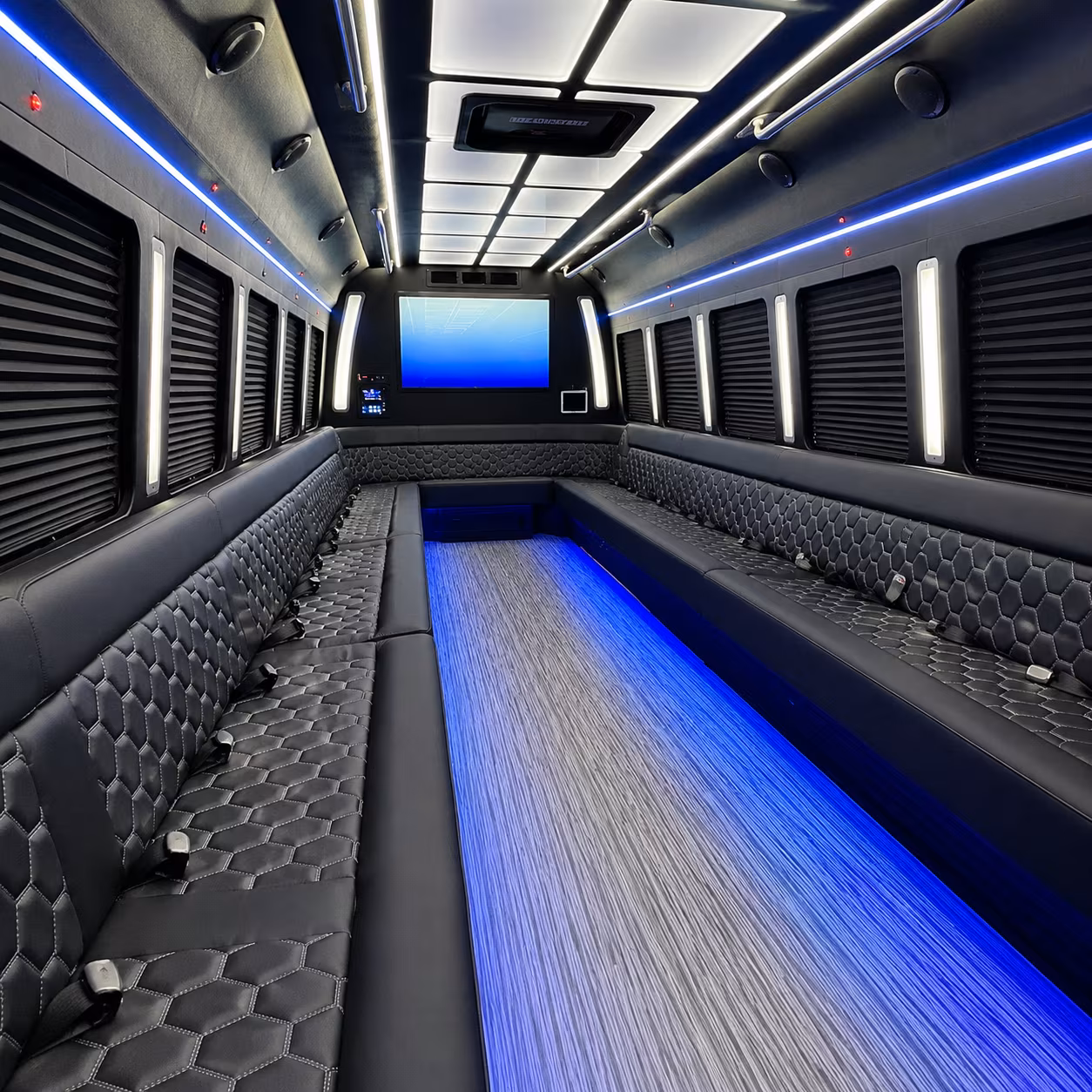 lewisville 50 passenger party bus inside