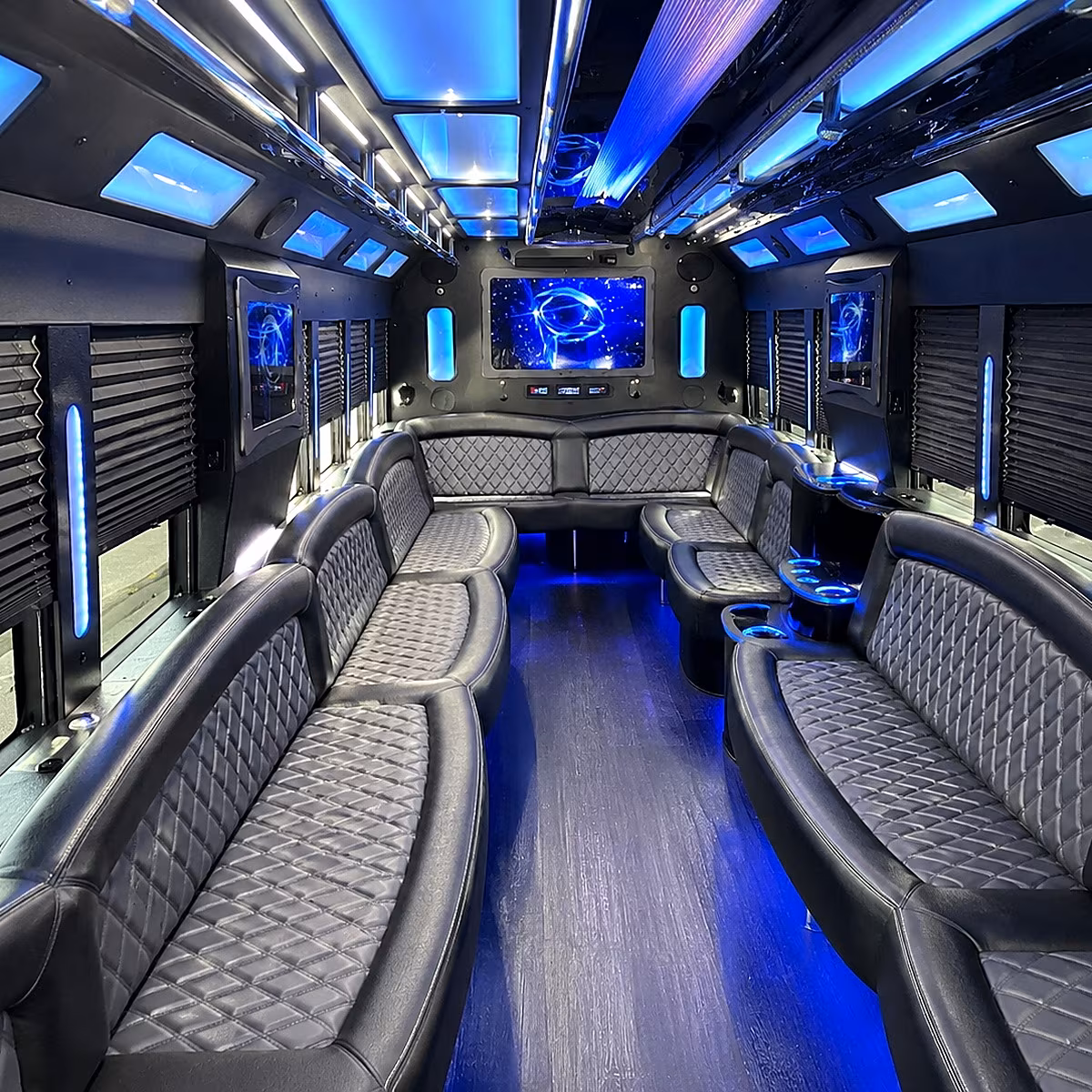 lewisville 50 passenger party bus interior